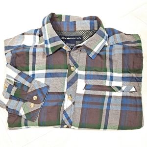 Exofficio Blue Plaid Button Down Flannel